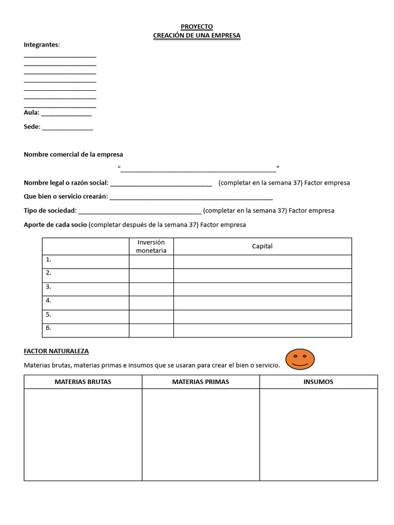 Proyecto creaci n de una empresa pdf business marketing