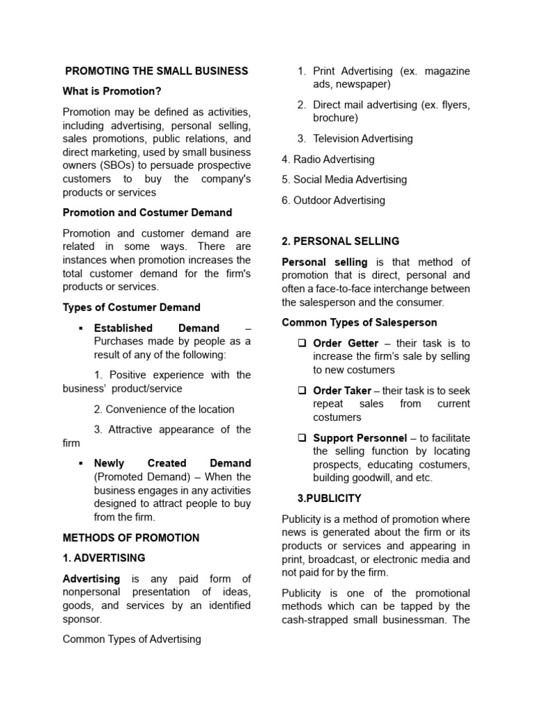 Small Business Promotion Strategies | PDF | Revenue | Income Statement