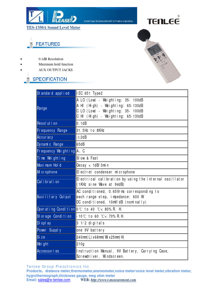 TES Sound Level Meters Overview | PDF | Electronic Engineering ...