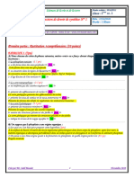 Correction de Devoir de Synthèse #1: Première Partie: Restitution +compréhension: (10 Points)