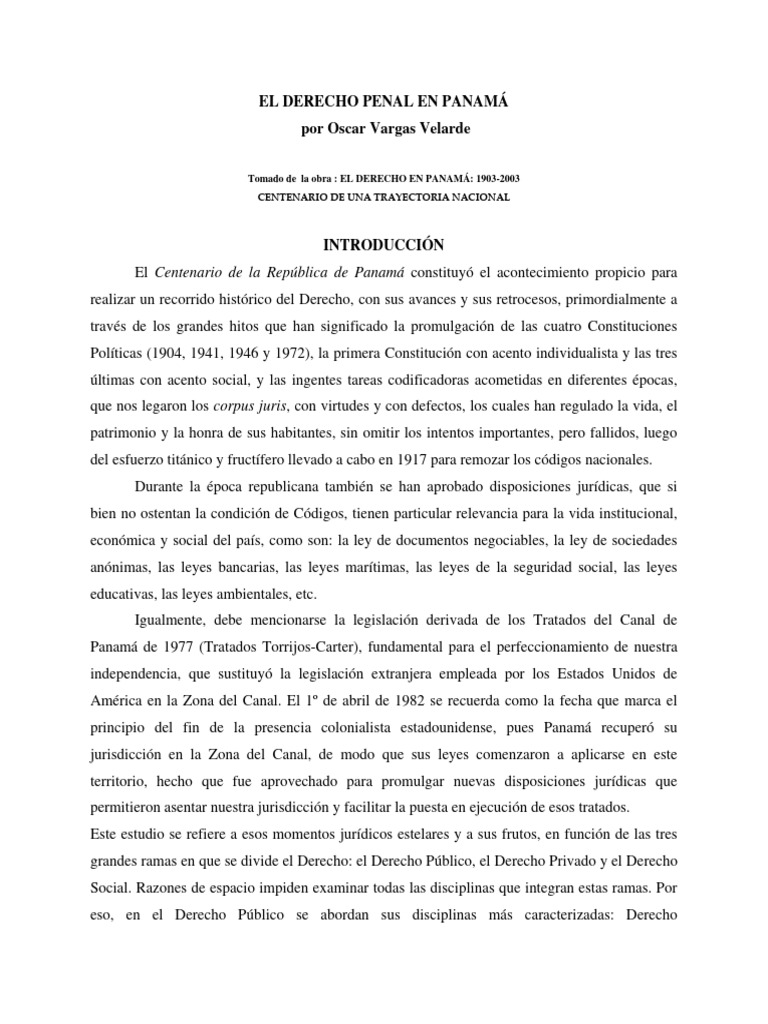 Derecho Penal Pma OVargas | PDF | Derecho penal | Panamá