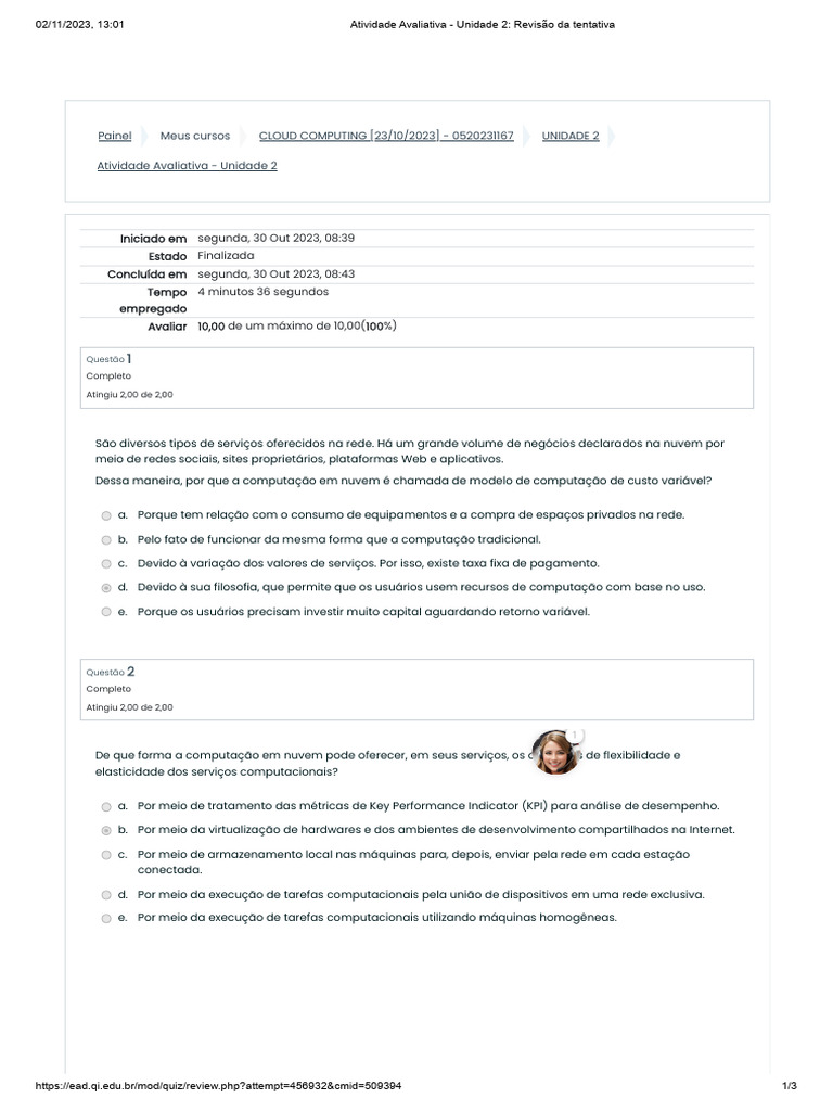 Atividade Avaliativa - Unidade 2 - Revisão Da Tentativa | PDF ...