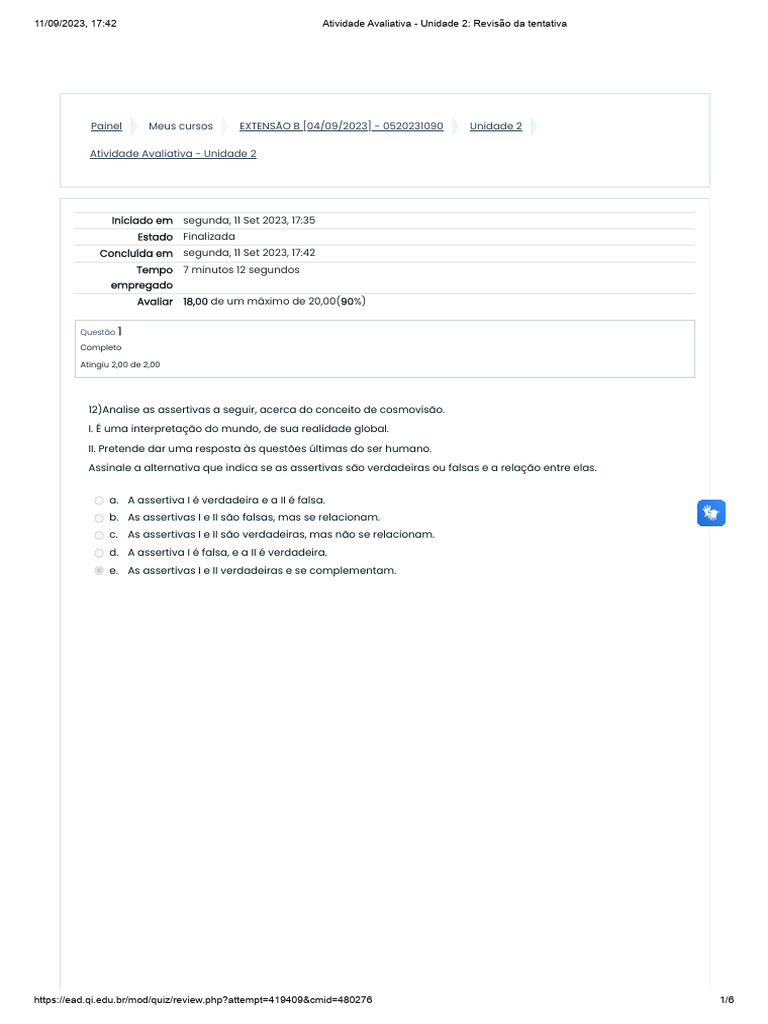 Atividade Avaliativa - Unidade 2 - Revisão Da Tentativa-1-1 | PDF ...
