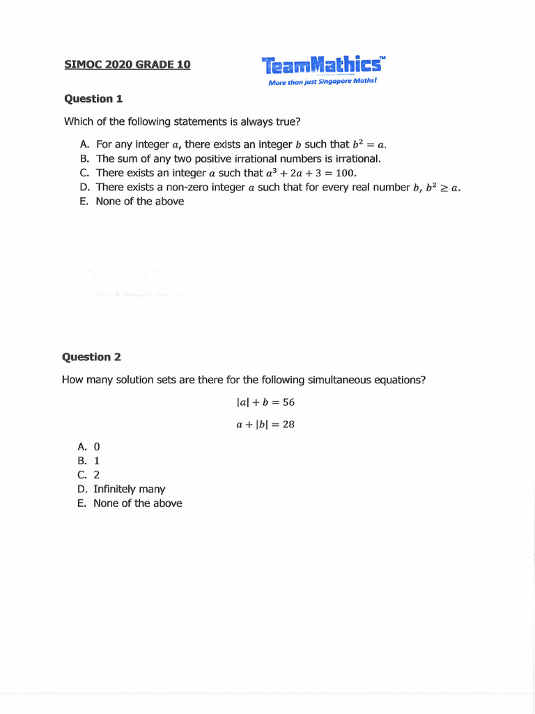 2020 Simoc Y10-11 | PDF