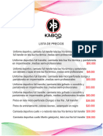 Lista de Precios Kabod 2023