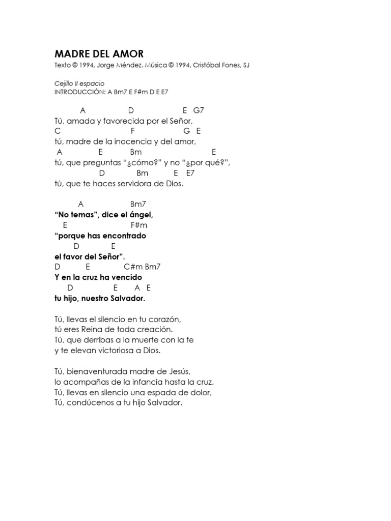 Madre Del Amor Acordes Pdf