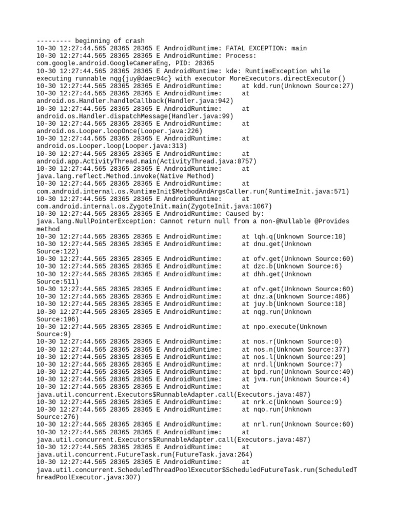 Google Camera Runtime Exception Log | PDF | Java (Programming Language ...