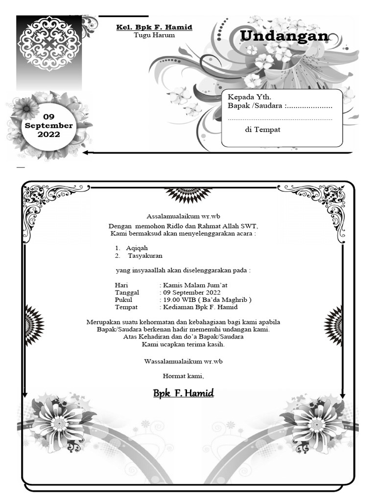 Undangan Tasyakuran | PDF