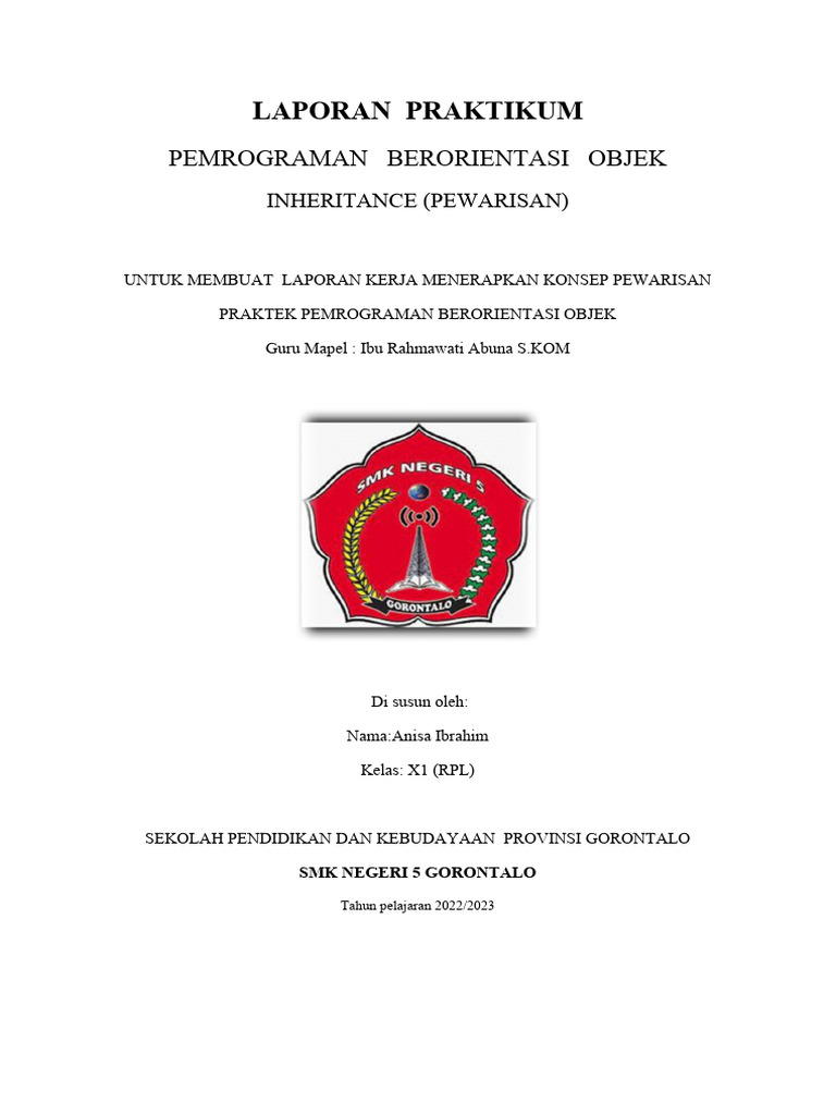 Laporan Praktikum Inheritance OOP | PDF | Teknologi & Rekayasa
