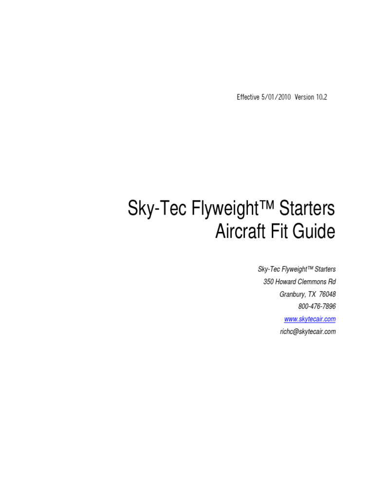 Skytec Starters Application Guide PDF Aircraft Manufacturers Of The