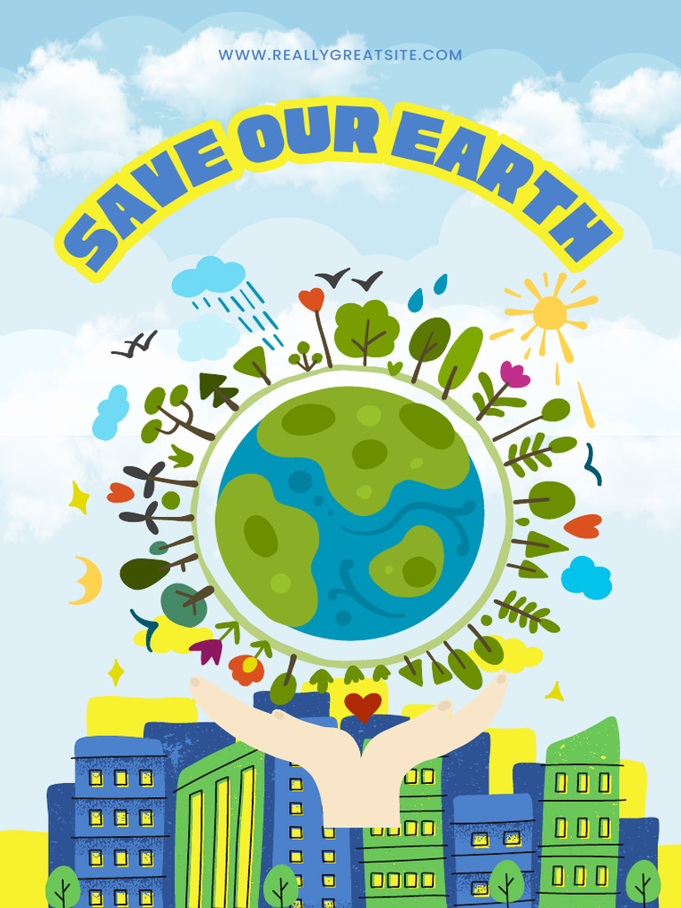 Colorful Illustration Earth Conservation Poster | PDF