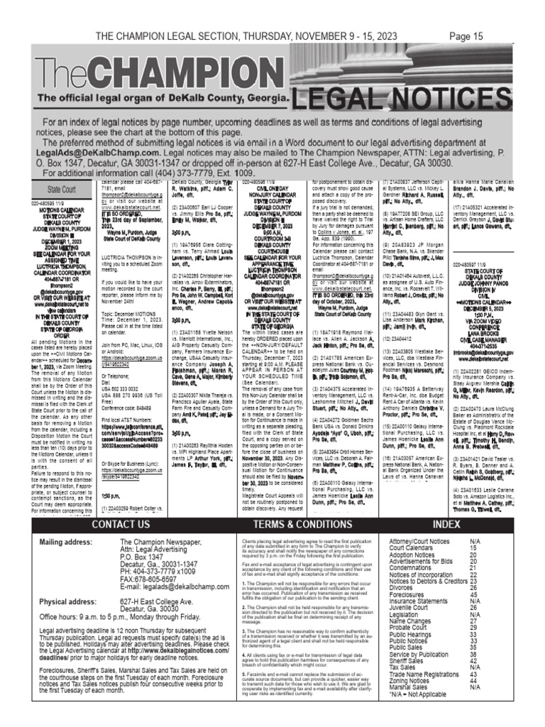 The Champion Legal Ads: 11-09-23 | PDF | Judiciaries | Justice, image size:768x1024