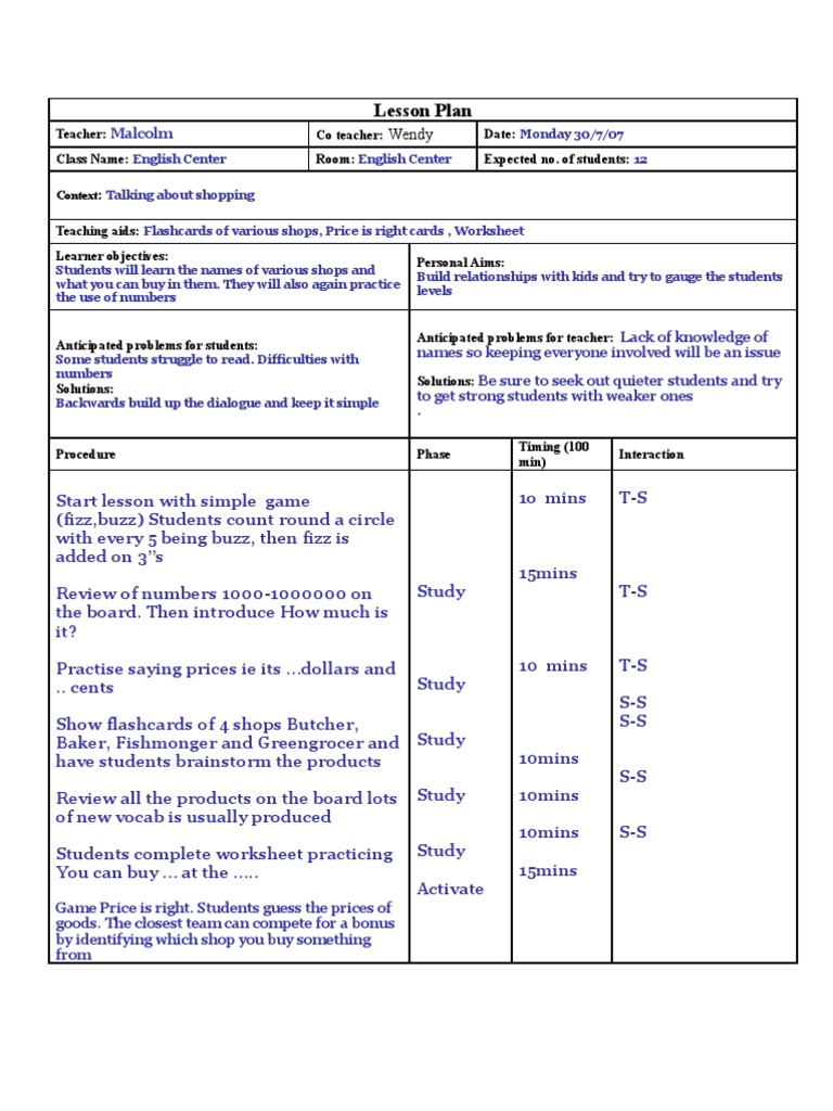Lesson - Plan Market | PDF | Educational Psychology | Behavior Modification