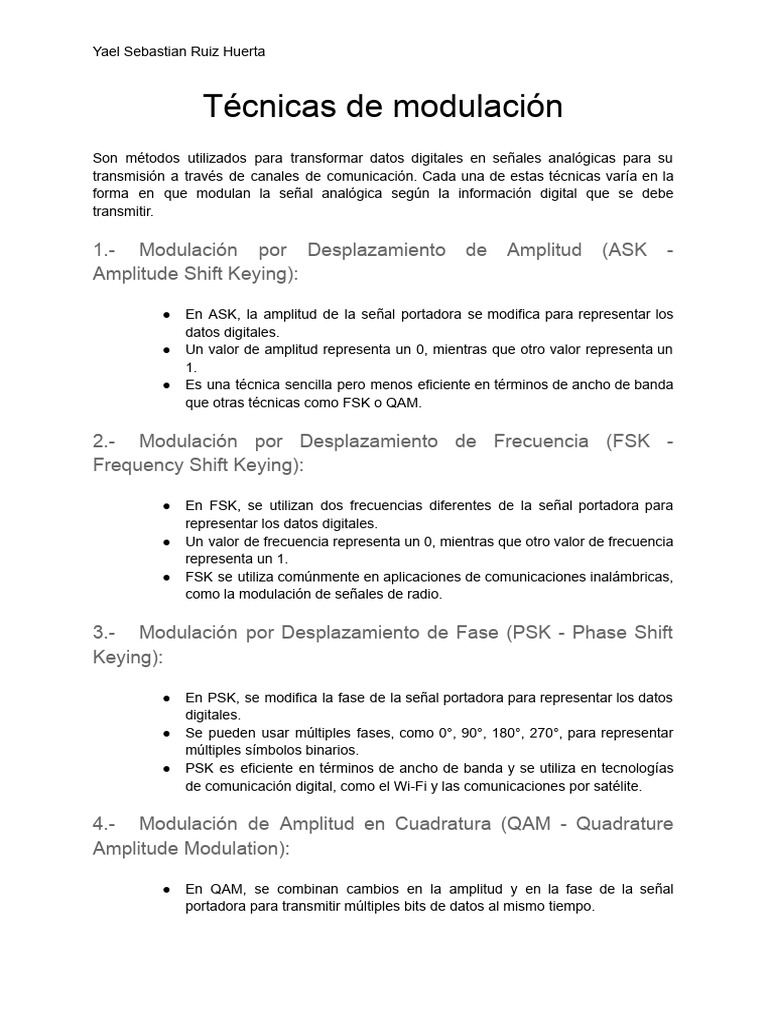 Técnicas de Modulación Digital | PDF | Modulación | Electrónica