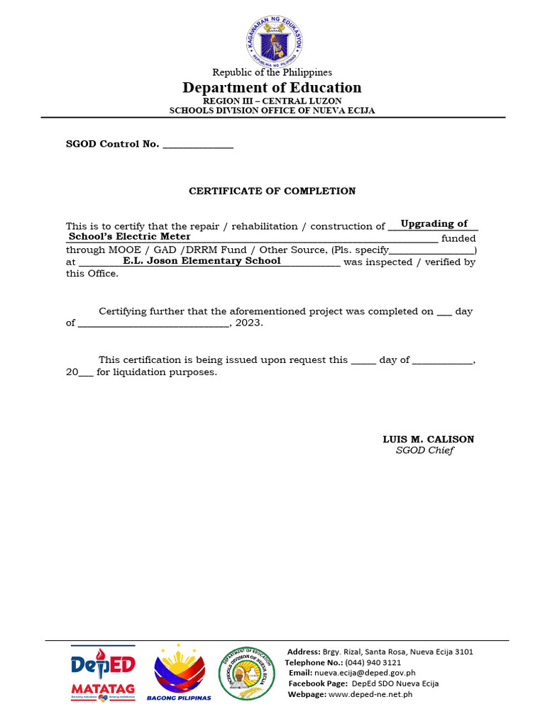 Certificate of Completion PDF