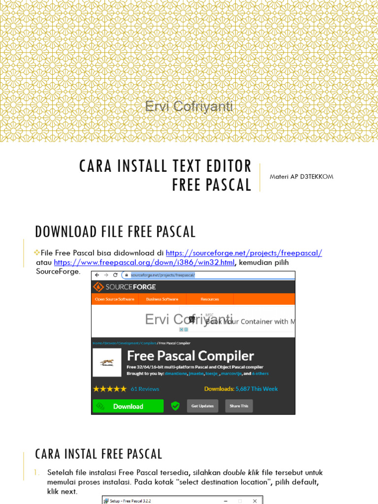 Panduan Instalasi Free Pascal | PDF