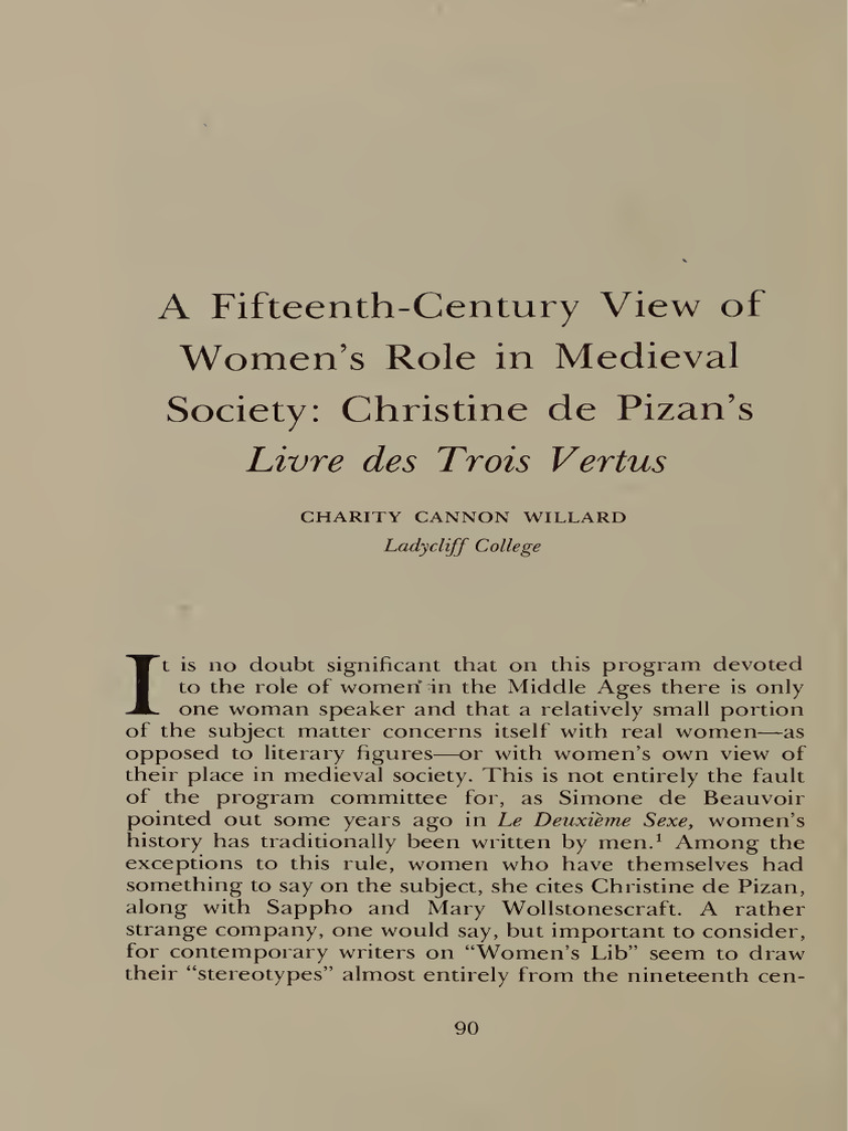 A Fifteenth-Century View of Women's Role in Medieval Society ...