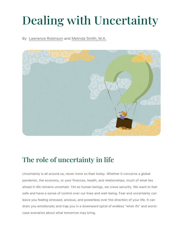 Dealing With Uncertainty Pdf Mindfulness Anxiety