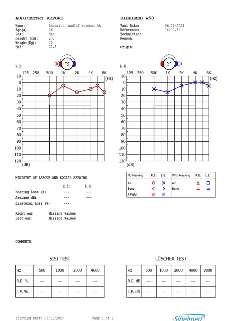 Audiometry Report for Hearing Assessment | PDF | Neurology | Neuroscience
