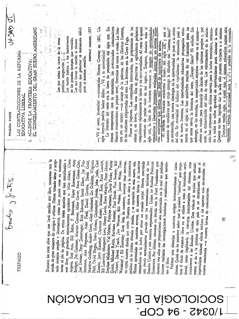 Bowles & Gintis. (1981) La Instruccion Escolar en La America