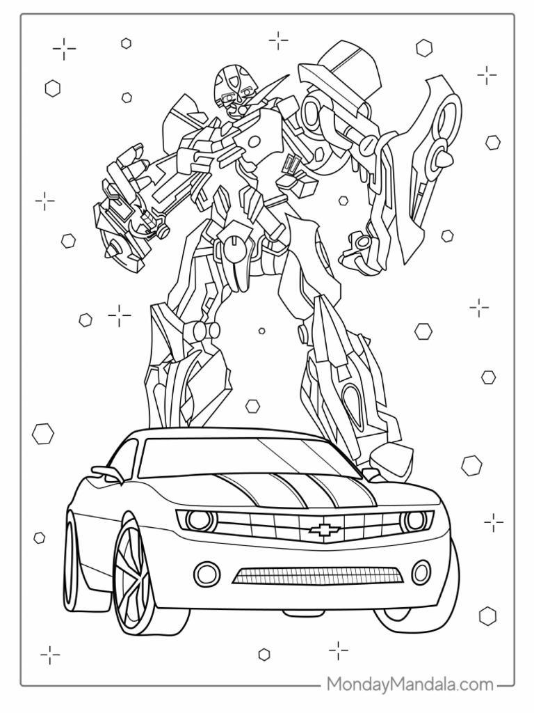 Bumblebee Transformer With Camaro Coloring Page | PDF