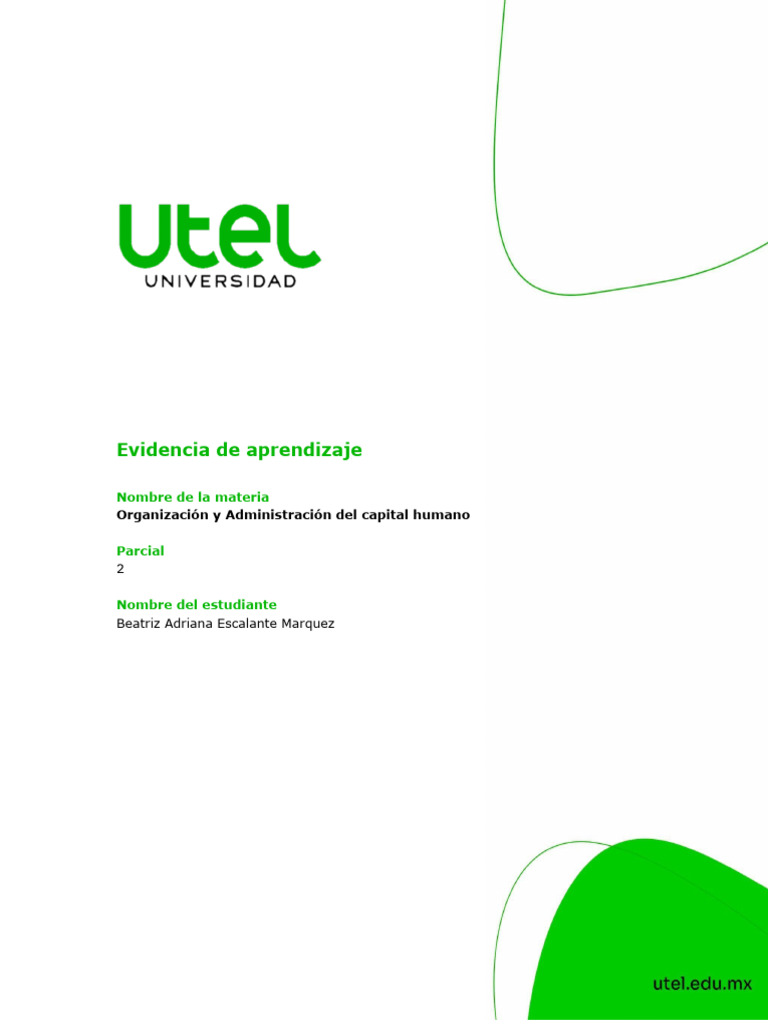 Organización y Administración Del Capital Humano - EA 1 - HP | PDF