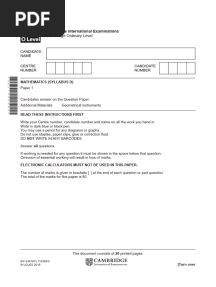 O-Level Math D Sample Question Paper - 1