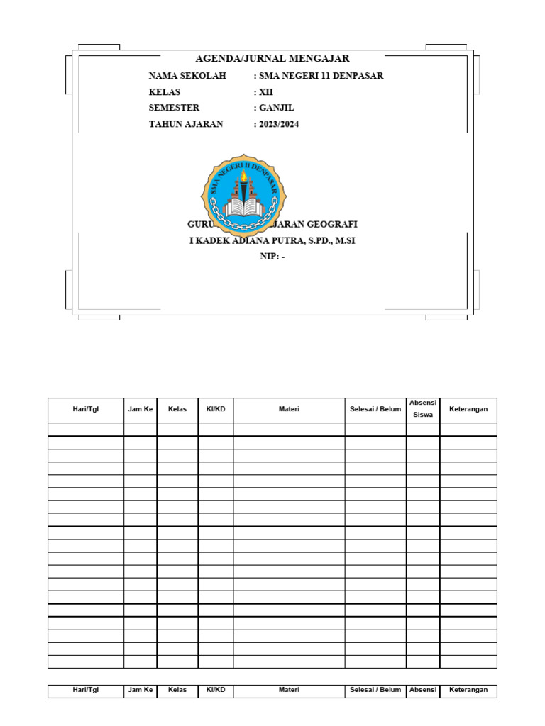 jurnal harian guru taman kanak kanak pengajar anak didik