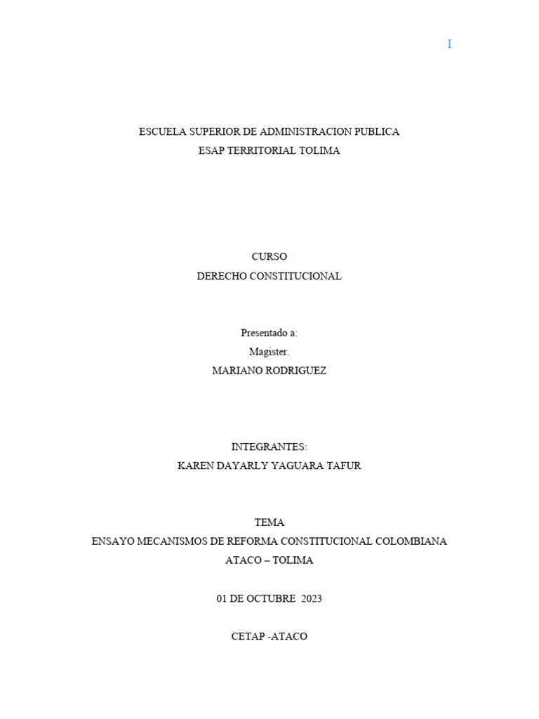 Mecanismos de Reforma Constitucional en Colombia | PDF | Constitución ...