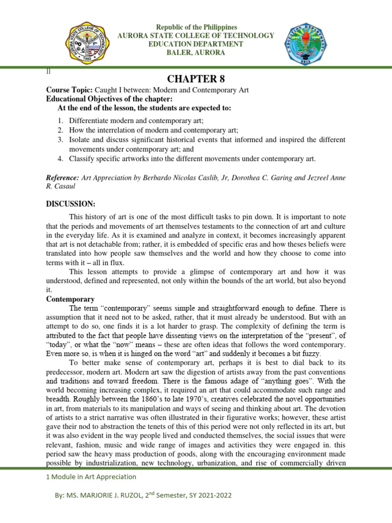Art appreciation reviewer pdf installation art paintings