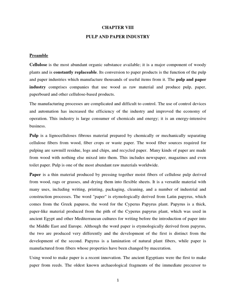 Pulp and Paper Industry PDF Pulp (Paper) Paper