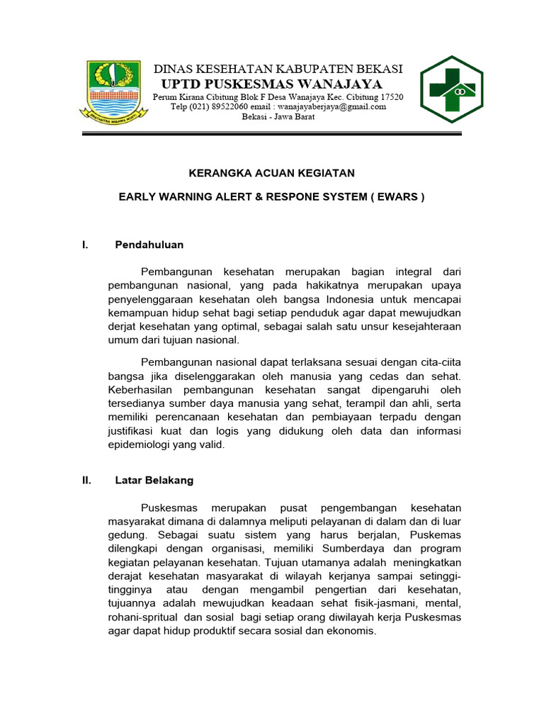 Sistem EWARS untuk Kesehatan Masyarakat | PDF