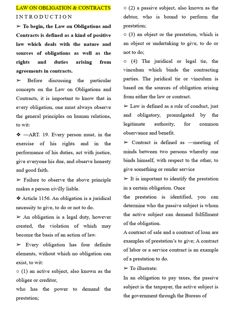 Understanding Obligations and Contracts | PDF | Legal Liability | Law ...