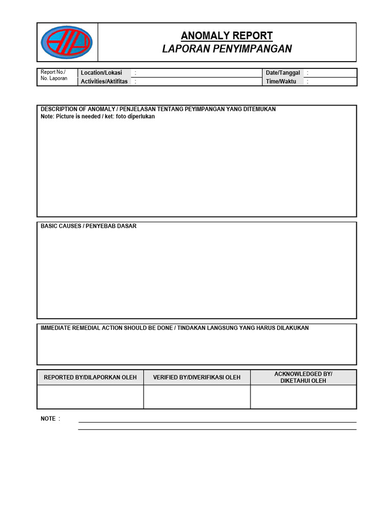 Laporan Penyimpangan Anomali | PDF