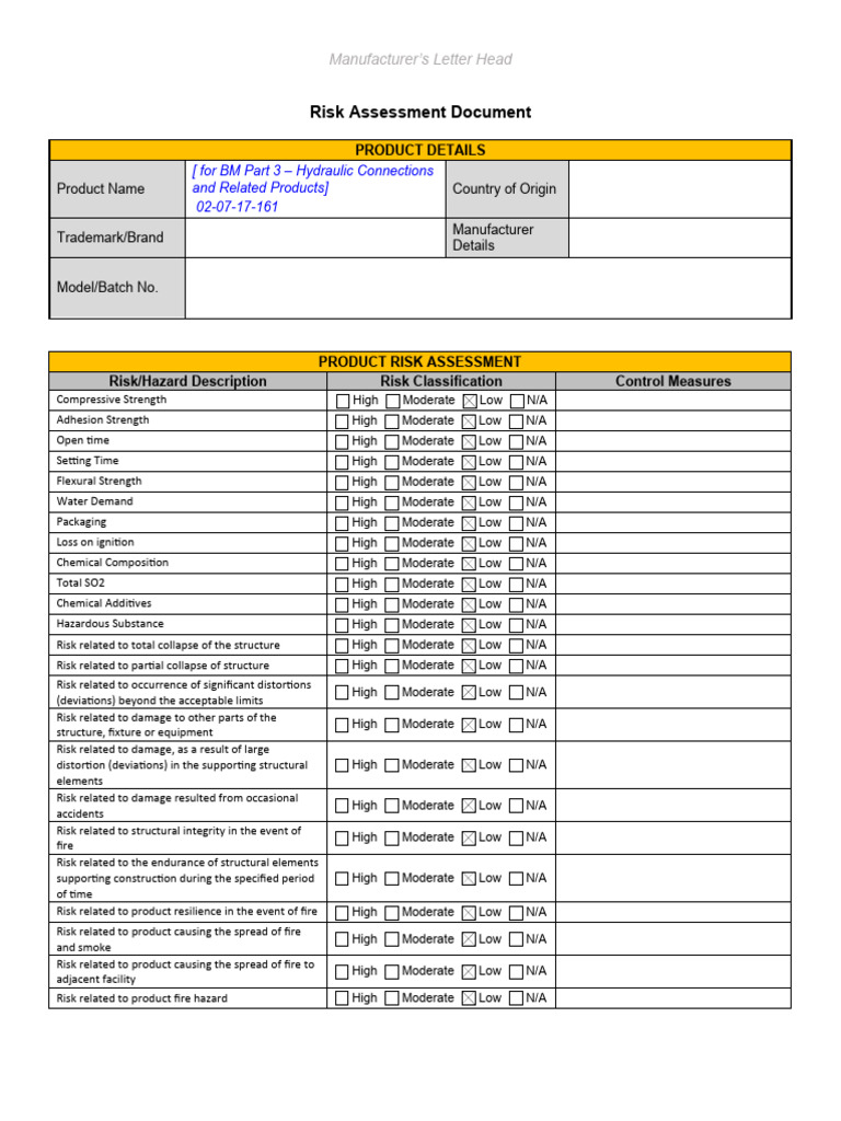 Risk Assessment BM Part 3 Hydraulic Connections and Related
