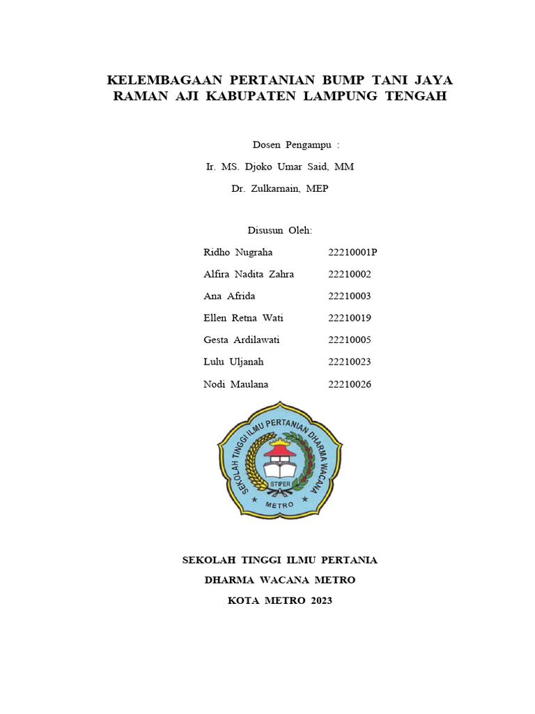 Kelembagaan BUMP Tani Jaya Raman Aji | PDF