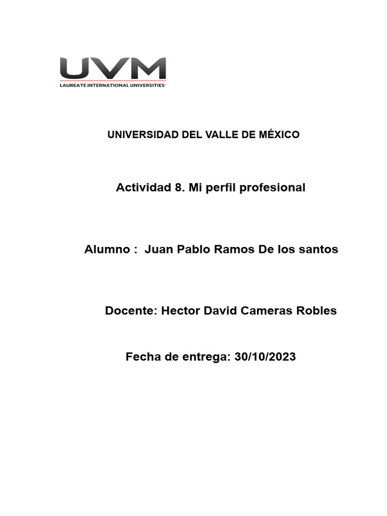 Actividad 8. Mi Perfil Profesional | PDF | Negocios