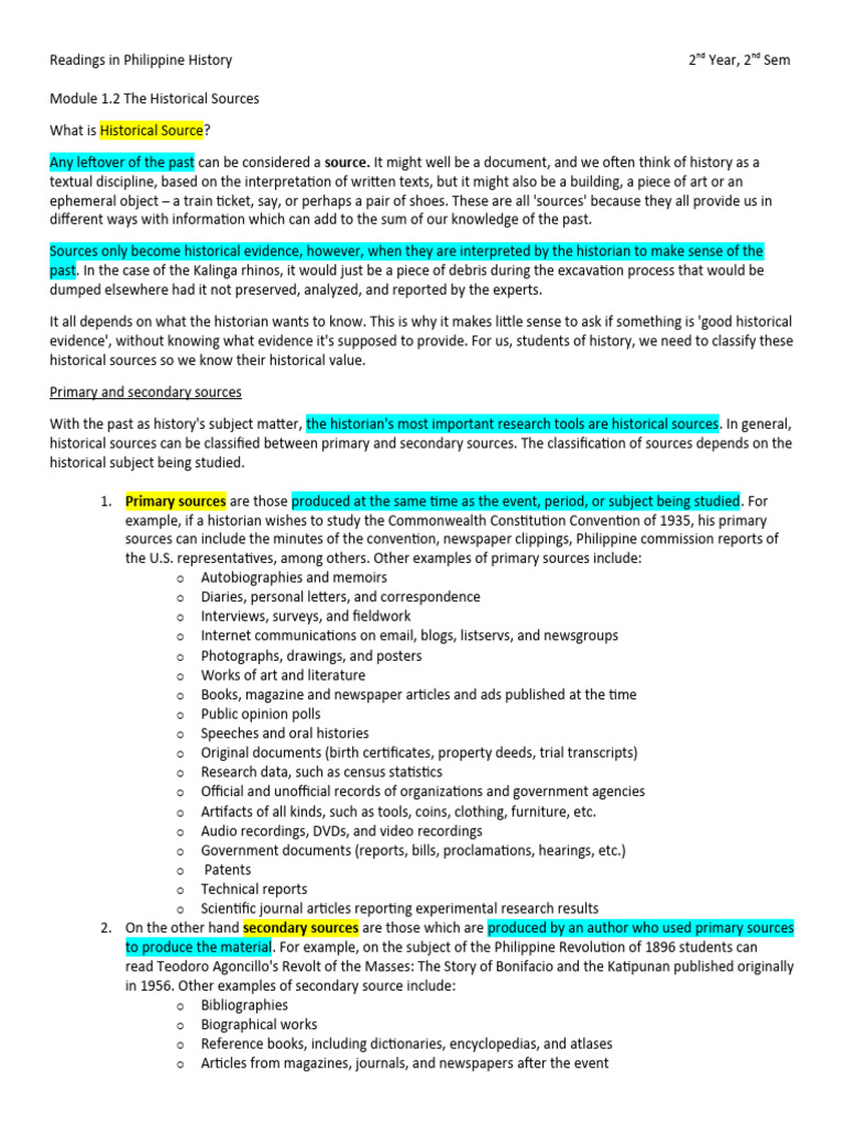 Readings in PH History | PDF | Historiography | Primary Sources