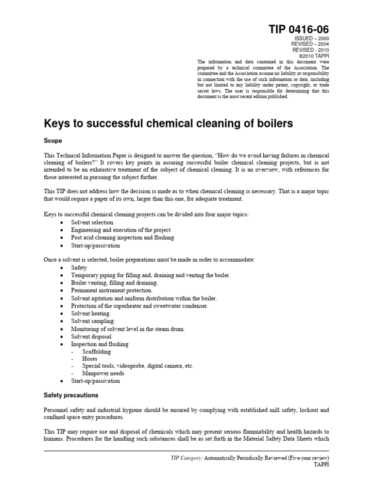 Key To Successful Chemical Cleaning of Boilers PDF Boiler Corrosion