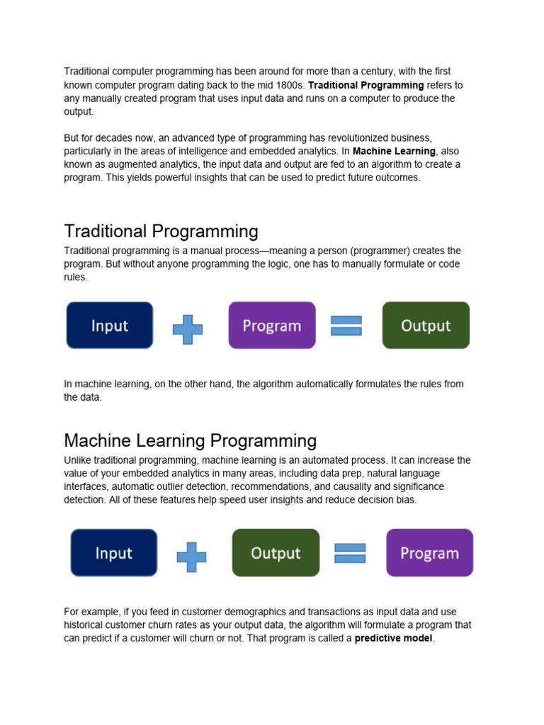 Traditional Vs Machine Learning Programming | Download Free PDF ...