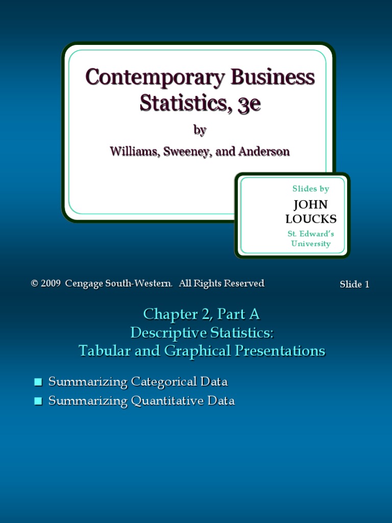 Contemporary Business Statistics, 3e Contemporary Business Statistics ...