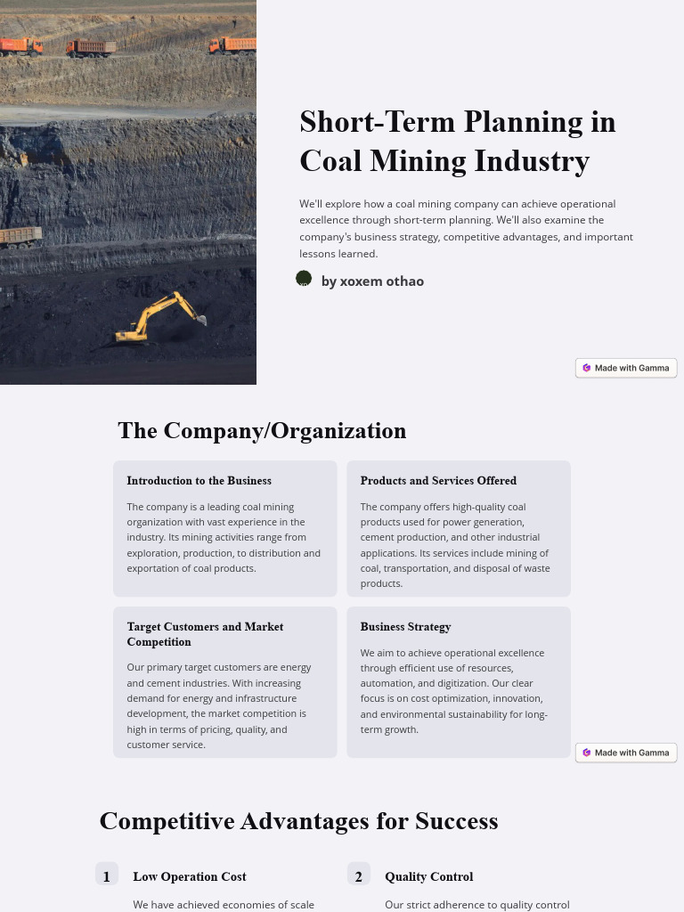 Short Term Planning in Coal Mining Industry | PDF | Innovation