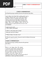 Unseen Passages for Class 2 Comprehension | PDF | Grammar | Languages