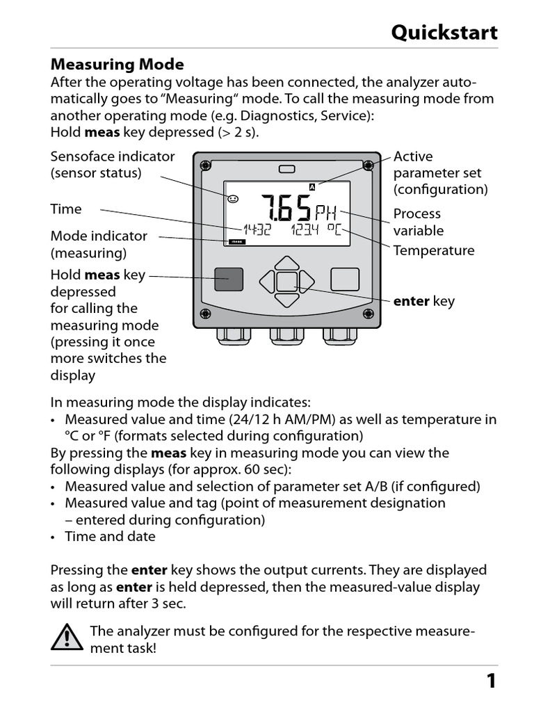 Analyzer Measuring Mode Quickstart Guide | PDF | Calibration | Sensor