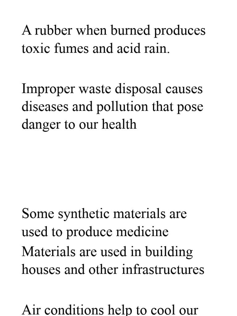A Rubber When Burned Produces Toxic Fumes and Acid Rain PDF