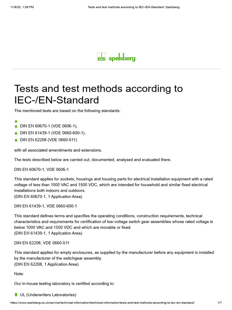 IEC/EN Testing Standards Overview | PDF | Insulator (Electricity) | Electrical Components