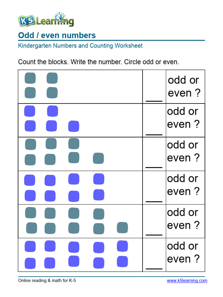 Kindergarten Odd and Even Worksheet | PDF
