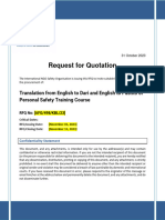 Request For Quotation: Translation From English To Dari and English To Pashto of Personal Safety Training Course