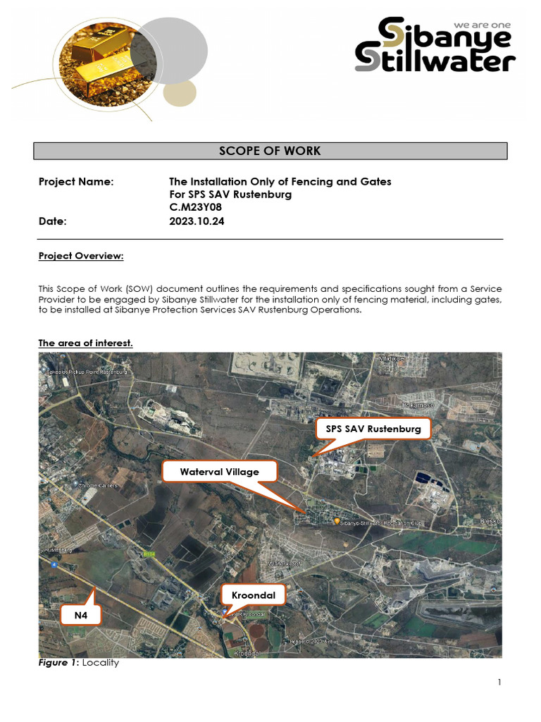 2023.10.24 SPS RTB SAV Installation Only of ClearVu Fencing - SOW | PDF