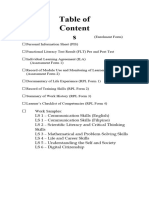 Portfolio Table of Contents